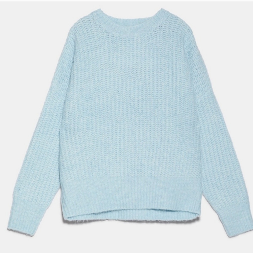 Zara Women's Light Blue chunky Sweater